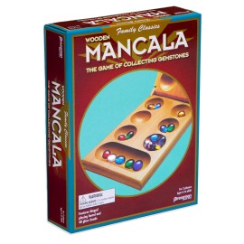 Pressman Mancala Board Game | Fun Classic Table for Adults & Kids | Includes 48 Plastic Mancala Stones and Wood Hinged Playing Board | 2 Players, Ages 6+ Pressman Mancala Board Game | Fun Classic Table for Adults & Kids | Includes 48 Plastic Mancala Stones and Wood Hinged Playing Board | 2 Players, Ages 6+