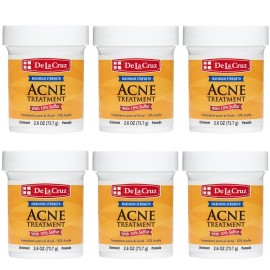 De La Cruz 10% Sulfur Ointment - Cystic Acne Treatment for Face and Body - Daily 10 Min Spot Treatment Mask Safe and Effective Game Changing Hormonal Acne Treatment that Clears Up Pimples 2.6oz 6 Pack