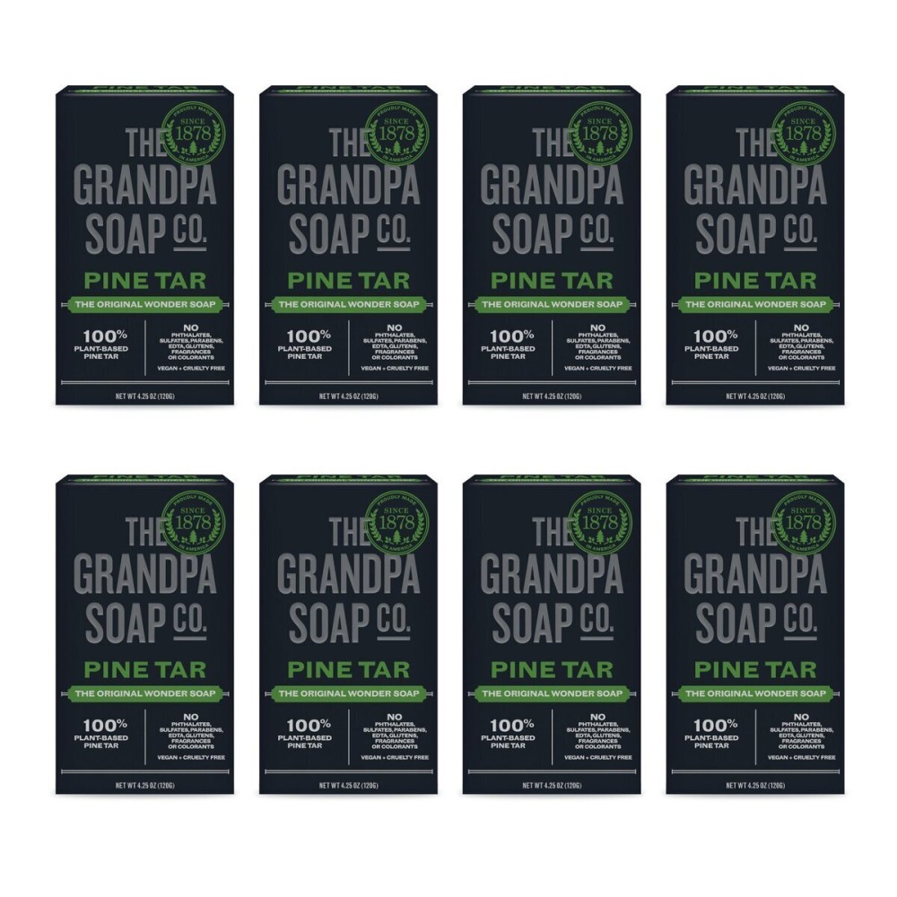 The Grandpa Soap Company Pine Tar Bar Soap for Men- Made With Pine Tar Oil, 3 in 1 Cleanser Deodorizer and Moisturizer, Dermatologist Tested, Safe for Sensitive Skin, 4.25 Oz, 8 Pack The Grandpa Soap Company Pine Tar Bar Soap for Men- Made With Pine Tar Oil, 3 in 1 Cleanser Deodorizer and Moisturizer, Dermatologist Tested, Safe for Sensitive Skin, 4.25 Oz, 8 Pack