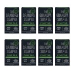 The Grandpa Soap Company Pine Tar Bar Soap for Men- Made With Pine Tar Oil, 3 in 1 Cleanser Deodorizer and Moisturizer, Dermatologist Tested, Safe for Sensitive Skin, 4.25 Oz, 8 Pack