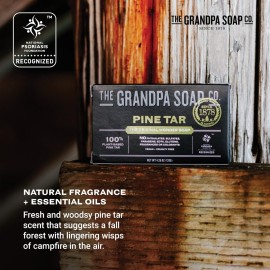 The Grandpa Soap Company Pine Tar Bar Soap for Men- Made With Pine Tar Oil, 3 in 1 Cleanser Deodorizer and Moisturizer, Dermatologist Tested, Safe for Sensitive Skin, 4.25 Oz, 8 Pack The Grandpa Soap Company Pine Tar Bar Soap for Men- Made With Pine Tar Oil, 3 in 1 Cleanser Deodorizer and Moisturizer, Dermatologist Tested, Safe for Sensitive Skin, 4.25 Oz, 8 Pack