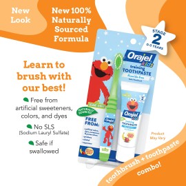 Orajel Elmo Fluoride-Free Tooth & Gum Cleanser with Toothbrush, Combo Pack, Banana Apple Flavored Non-Fluoride, 2 Piece Set Orajel Elmo Fluoride-Free Tooth & Gum Cleanser with Toothbrush, Combo Pack, Banana Apple Flavored Non-Fluoride, 2 Piece Set