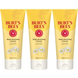 Burt\'s Bees Face Wash, Deep Facial Cleansing Cream, College Back to School Dorm Essentials, All Natural Cleanser with Chamomile, 6 Ounce (Pack of 3) (Packaging May Vary)