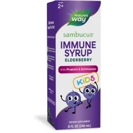 Nature\'s Way Sambucus Elderberry Immune Syrup for Kids Ages 2+, with Echinacea & Propolis, Daily Immune Support*, Vegetarian, Berry Flavored, 8 Fl Oz