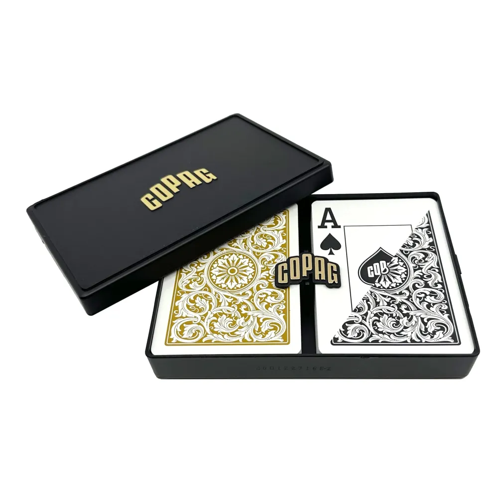 Copag 1546 Design 100% Plastic Playing Cards, Poker Size (Standard) Black/Gold (Jumbo Index, 1 Set)