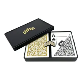 Copag 1546 Design 100% Plastic Playing Cards, Poker Size (Standard) Black/Gold (Jumbo Index, 1 Set)