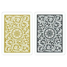 Copag 1546 Design 100% Plastic Playing Cards, Poker Size (Standard) Black/Gold (Jumbo Index, 1 Set)