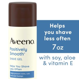 Aveeno Positively Smooth Moisturizing Shave Gel with Soy, Aloe & Vitamin E helps Prevent Nicks, Cuts & Razor Bumps, Creamy Shave Gel for a Close, Smooth Shave, Lightly Fragranced, 7 oz, 6 Pack Aveeno Positively Smooth Moisturizing Shave Gel with Soy, Aloe & Vitamin E helps Prevent Nicks, Cuts & Razor Bumps, Creamy Shave Gel for a Close, Smooth Shave, Lightly Fragranced, 7 oz, 6 Pack