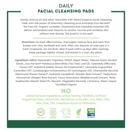 Desert Essene Daily Facial Cleansing Pads with Pure Australian Tea Tree, Witch Hazel, Calendula & Chamomile - Reduce Oil, Minimize Pores - Plant-Based Cleanser - Vegan, Non-GMO, Cruelty-Free - 50 Pads Desert Essene Daily Facial Cleansing Pads with Pure Australian Tea Tree, Witch Hazel, Calendula & Chamomile - Reduce Oil, Minimize Pores - Plant-Based Cleanser - Vegan, Non-GMO, Cruelty-Free - 50 Pads