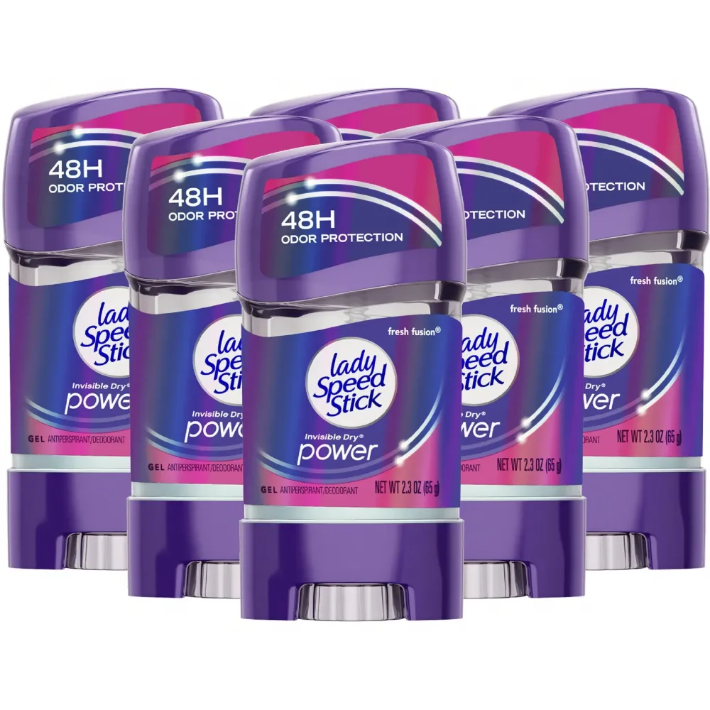 Lady Speed Stick Invisible Dry Power Antiperspirant Deodorant Gel for Women, Fresh Fusion - 2.3 ounce (6 Pack) Lady Speed Stick Invisible Dry Power Antiperspirant Deodorant Gel for Women, Fresh Fusion - 2.3 ounce (6 Pack)