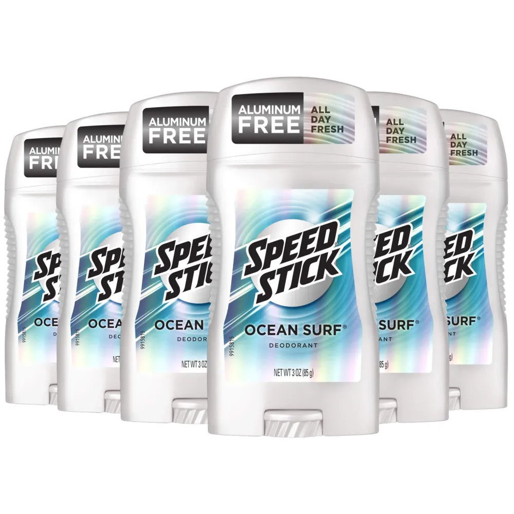 Speed Stick Underarm Deodorant for Men, Aluminum Free, Ocean Surf - 3 Ounce (Pack of 6) Speed Stick Underarm Deodorant for Men, Aluminum Free, Ocean Surf - 3 Ounce (Pack of 6)