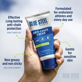 Blue Steel Sports Anti Chafe Cream | Long lasting Chafing Protection | Water & Sweat Resistant | Non Sticky & Non Greasy | Non Staining| Whole Body Protection | Gentle on Sensitive Skin