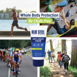 Blue Steel Sports Anti Chafe Cream | Long lasting Chafing Protection | Water & Sweat Resistant | Non Sticky & Non Greasy | Non Staining| Whole Body Protection | Gentle on Sensitive Skin