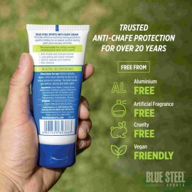 Blue Steel Sports Anti Chafe Cream | Long lasting Chafing Protection | Water & Sweat Resistant | Non Sticky & Non Greasy | Non Staining| Whole Body Protection | Gentle on Sensitive Skin
