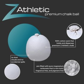 Z Athletic Gym Chalk Ball for Rock Climbing, Gymnastics, and Weightlifting, 2oz Chalk Ball Z Athletic Gym Chalk Ball for Rock Climbing, Gymnastics, and Weightlifting, 2oz Chalk Ball