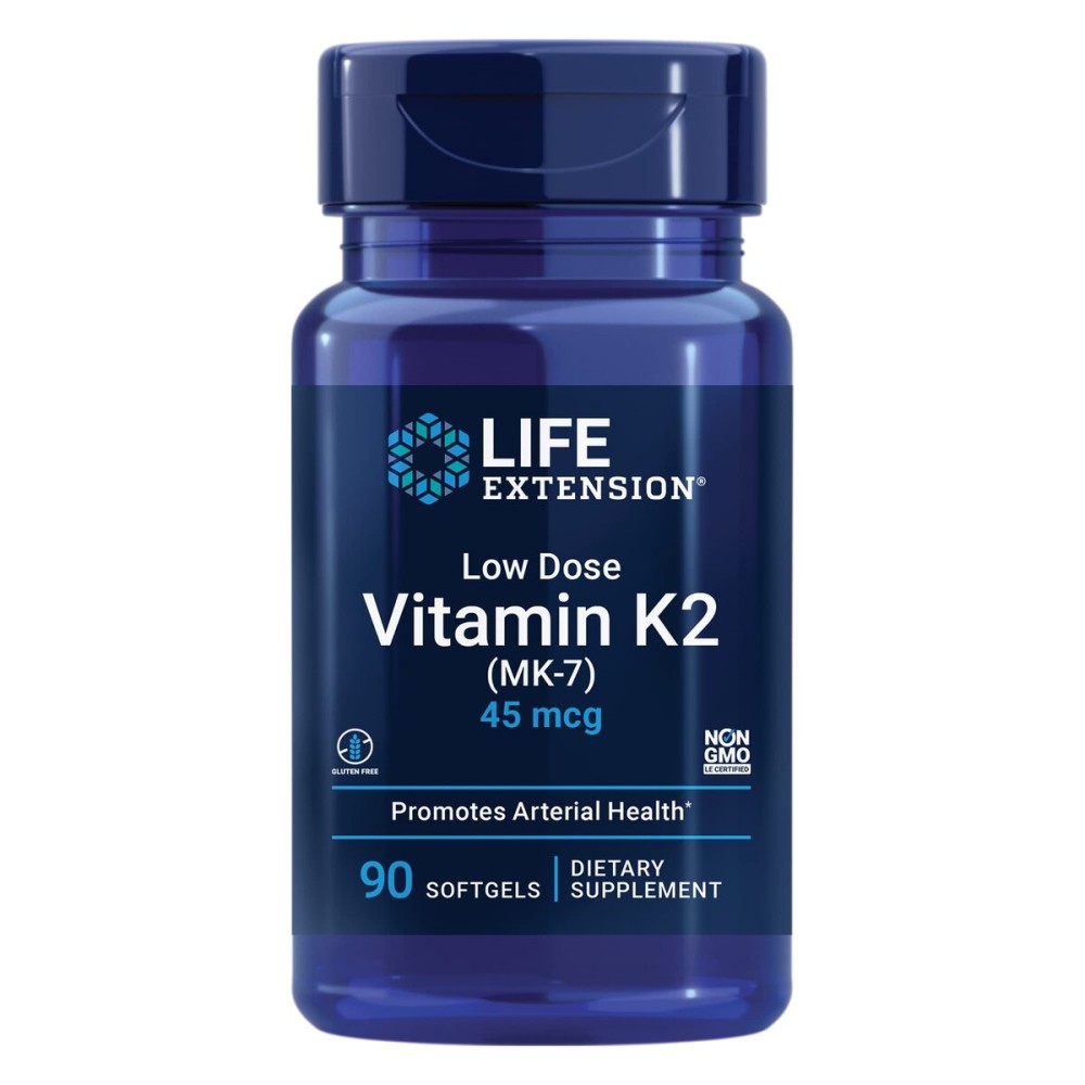 Life Extension Low Dose Vitamin K2 - Supports Arterial Health - Non-GMO, Gluten-Free - 90 Softgels Life Extension Low Dose Vitamin K2 - Supports Arterial Health - Non-GMO, Gluten-Free - 90 Softgels