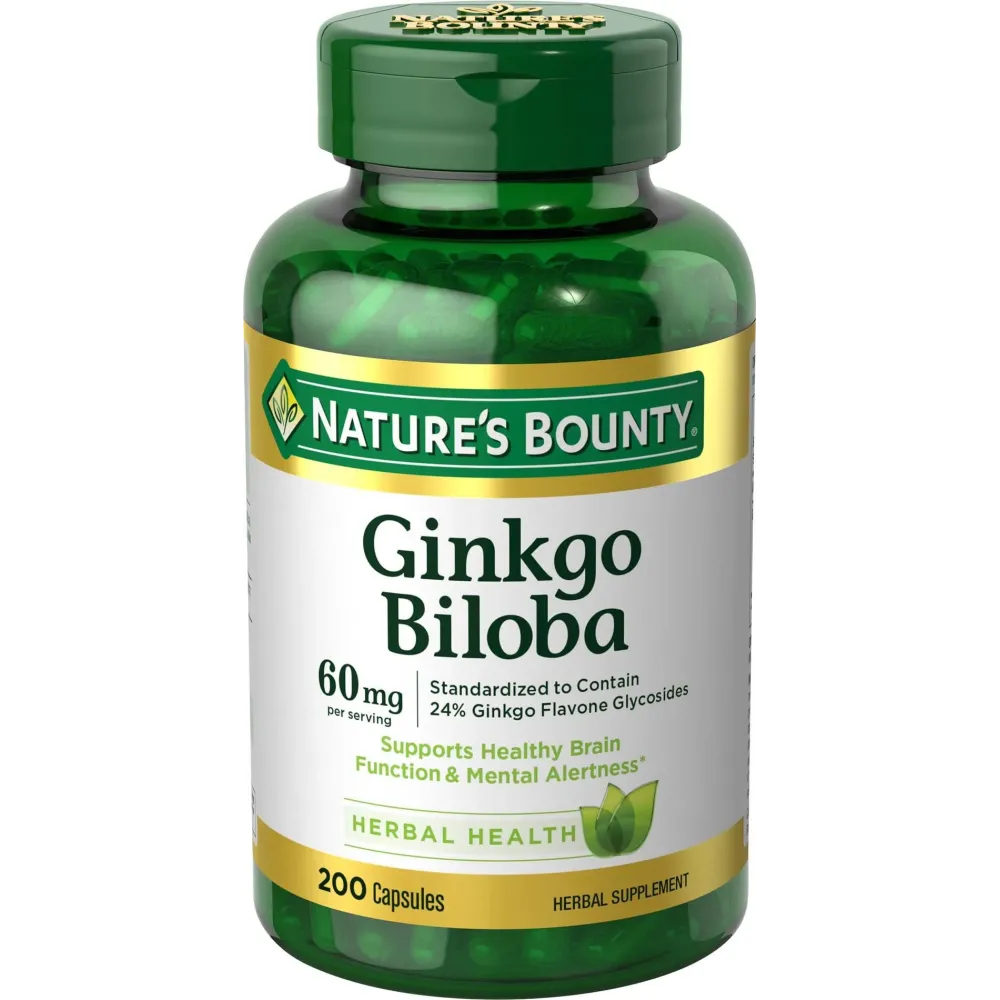 Nature\'s Bounty Ginkgo Biloba, Supports Healthy Brain Function, Herbal Supplement, 60 Mg, 200 Capsules Nature\'s Bounty Ginkgo Biloba, Supports Healthy Brain Function, Herbal Supplement, 60 Mg, 200 Capsules