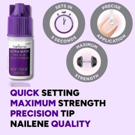 Nailene Super Strong, Fast-Drying Nail Glue - Durable, Easy to Apply False Nail Glue - Repairs Natural Nails - Quick-Drying Nail Adhesive Lasts Up to 7 Days, 3 Gram