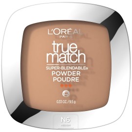 L\'Oreal Paris True Match Super Blendable Oil Free Powder Foundation, N6 Medium, 0.33 oz, Packaging May Vary