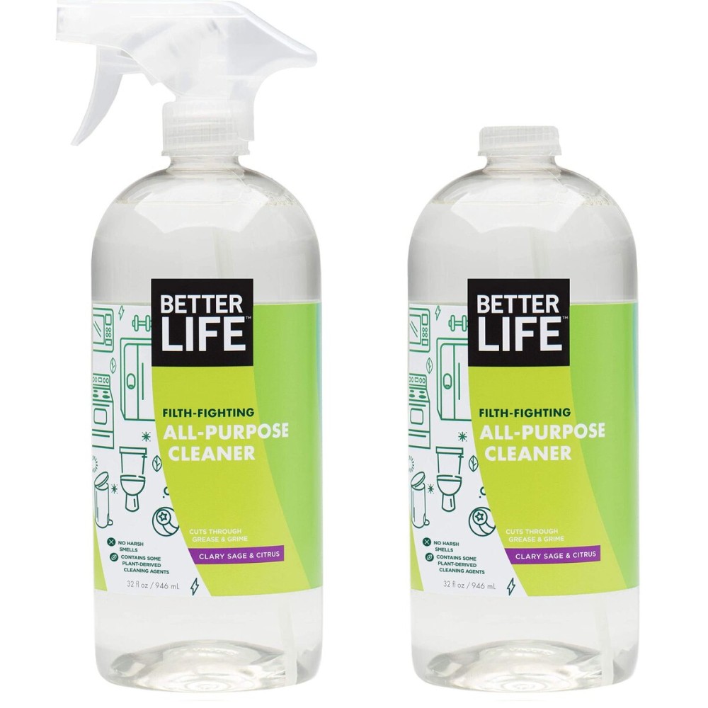 Better Life All Purpose Cleaner - Multipurpose Home and Kitchen Cleaning Spray for Glass, Countertops, Appliances, Upholstery & More - Multi-surface Spray Cleaner - 32oz (Pack of 2) Clary Sage/Citrus Better Life All Purpose Cleaner - Multipurpose Home and Kitchen Cleaning Spray for Glass, Countertops, Appliances, Upholstery & More - Multi-surface Spray Cleaner - 32oz (Pack of 2) Clary Sage/Citrus