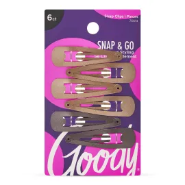 Goody Metal Contour Hair Snap Clips, 6 Count, Brunette Assorted Colors, Just Snap Into Place, Suitable for All Hair Types, Pain-Free Accessories for Women, Men, Boys and Girls, All Day Comfort