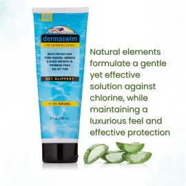 DERMASWIM Pre-Swim Lotion for Chlorine Protection - 8 fl oz | 97.5% Natural & Paraben-Free | Vitamin-Enriched with Aloe & Green Tea | Shields & Moisturizes Skin Before Swimming in Pools or Hot Tubs