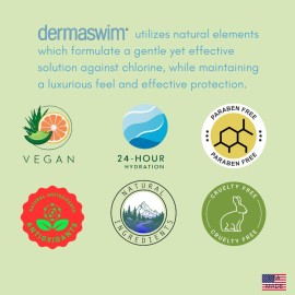 DERMASWIM Pre-Swim Lotion for Chlorine Protection - 8 fl oz | 97.5% Natural & Paraben-Free | Vitamin-Enriched with Aloe & Green Tea | Shields & Moisturizes Skin Before Swimming in Pools or Hot Tubs