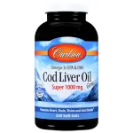 Carlson - Cod Liver Oil Gems, Super 1000 mg, 250 mg Omega-3s, 400 IU (10 mcg) Vitamin D3, Wild Caught Norwegian Arctic Cod Liver Oil, Nordic Fish Oil Capsules, 250 Softgels