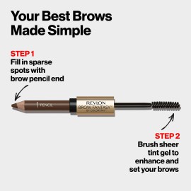 Revlon Eyebrow Gel & Pencil, ColorStay Brow Fantasy 2-in-1 Eye Makeup, Longwearing with Precision Tip, 104 Dark Blonde, 0.04 Oz Revlon Eyebrow Gel & Pencil, ColorStay Brow Fantasy 2-in-1 Eye Makeup, Longwearing with Precision Tip, 104 Dark Blonde, 0.04 Oz