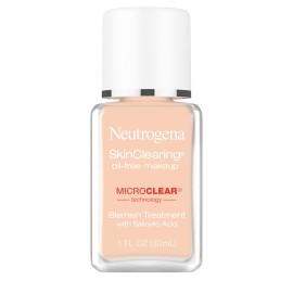 Neutrogena SkinClearing Oil-Free Acne and Blemish Fighting Liquid Foundation with Salicylic Acid Acne Medicine, Shine Controlling, for Acne Prone Skin, 80 Medium Beige, 1 fl. oz