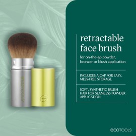 EcoTools Retractable Face Makeup Brush, Kabuki Brush for Foundation, Blush, Bronzer, & Powder, Travel Friendly & Perfect for On The Go, Eco Friendly, Synthetic & Cruelty Free Bristles, 1 Count EcoTools Retractable Face Makeup Brush, Kabuki Brush for Foundation, Blush, Bronzer, & Powder, Travel Friendly & Perfect for On The Go, Eco Friendly, Synthetic & Cruelty Free Bristles, 1 Count