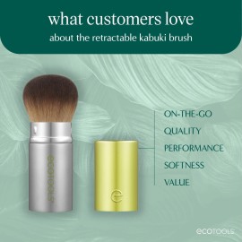 EcoTools Retractable Face Makeup Brush, Kabuki Brush for Foundation, Blush, Bronzer, & Powder, Travel Friendly & Perfect for On The Go, Eco Friendly, Synthetic & Cruelty Free Bristles, 1 Count EcoTools Retractable Face Makeup Brush, Kabuki Brush for Foundation, Blush, Bronzer, & Powder, Travel Friendly & Perfect for On The Go, Eco Friendly, Synthetic & Cruelty Free Bristles, 1 Count