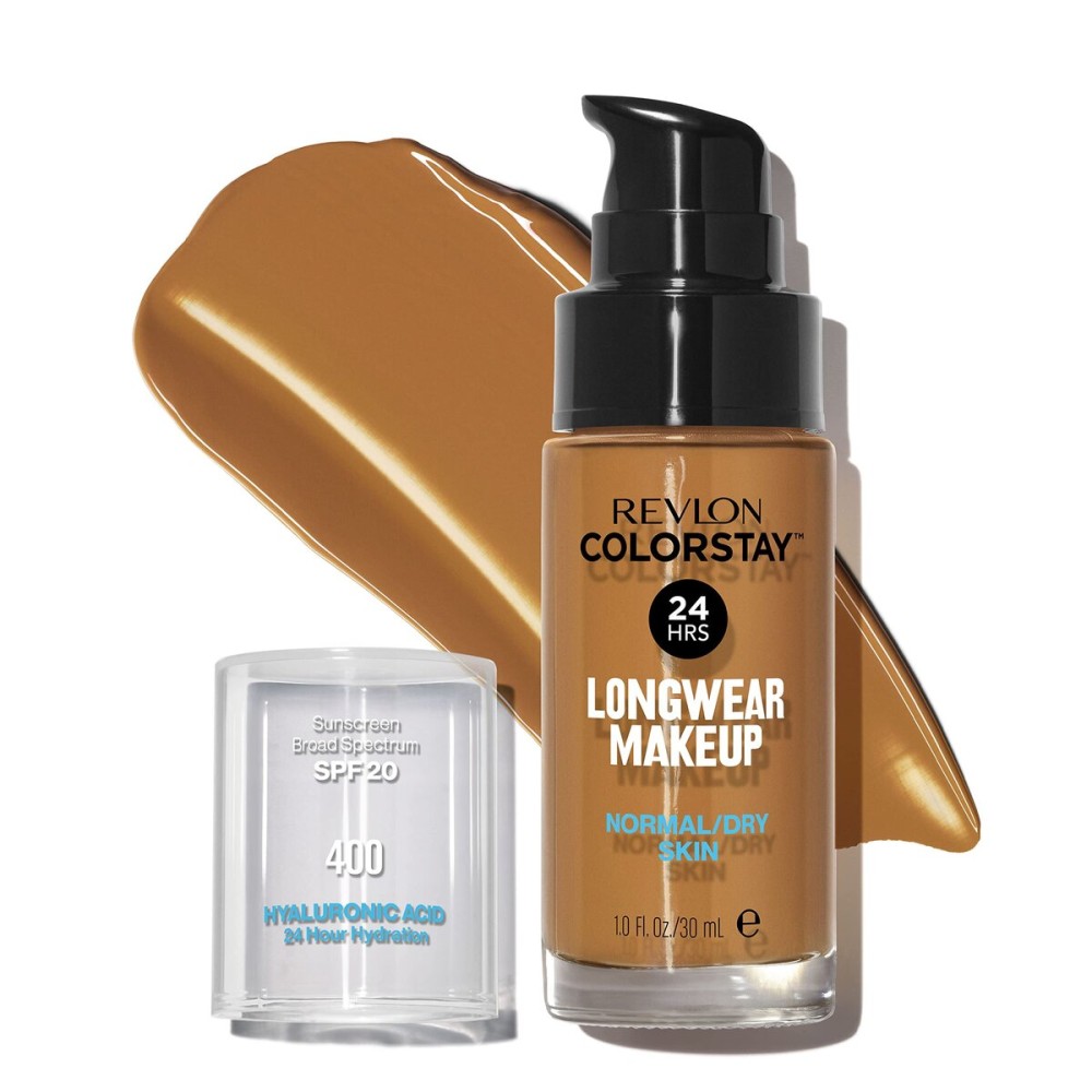Revlon Liquid Foundation, ColorStay Face Makeup for Normal & Dry Skin, SPF 20, Longwear Medium-Full Coverage with Natural Finish, 400 Caramel, 1 fl oz Revlon Liquid Foundation, ColorStay Face Makeup for Normal & Dry Skin, SPF 20, Longwear Medium-Full Coverage with Natural Finish, 400 Caramel, 1 fl oz