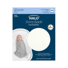 HALO 100% Cotton Sleepsack Swaddle, 3-Way Adjustable Wearable Blanket, TOG 1.5, Cream, Newborn, 0-3 Months HALO 100% Cotton Sleepsack Swaddle, 3-Way Adjustable Wearable Blanket, TOG 1.5, Cream, Newborn, 0-3 Months