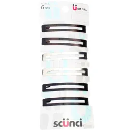 Scunci Effortless Beauty - Open Center Metal Barrettes, Assorted Colors (6 Count)