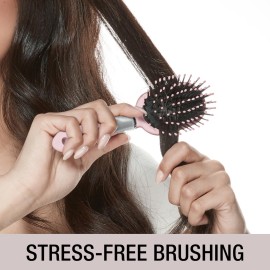 Conair Velvet Touch oval cushion hair brush - Travel Hairbrush- Detangling - curly or straight styles - detangler brushes - women or men - Blush Pink