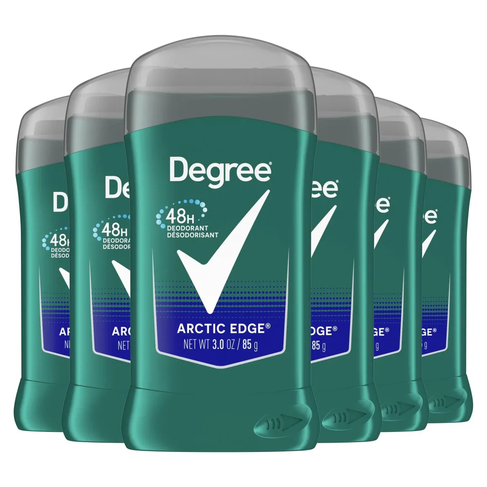 Degree Men Original Aluminum Free Deodorant for Men, 48-Hour Odor Protection, Arctic Edge 3 Ounce (Pack of 6)