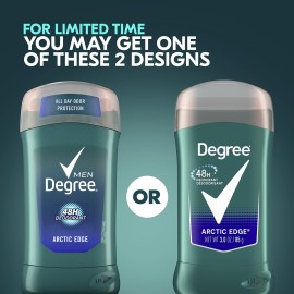 Degree Men Original Aluminum Free Deodorant for Men, 48-Hour Odor Protection, Arctic Edge 3 Ounce (Pack of 6)