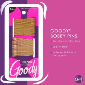 Goody SlideProof Bobby Pins - 50 Ct, Metallic Blonde, High Gloss Bobby Hair Pins for Styling, Lock In Style, Comfortable, Pain-Free Hair Accessories for Women & Men, All Hair Types Goody SlideProof Bobby Pins - 50 Ct, Metallic Blonde, High Gloss Bobby Hair Pins for Styling, Lock In Style, Comfortable, Pain-Free Hair Accessories for Women & Men, All Hair Types