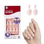Kiss Everlasting French Nail Manicure, Chip-Free with Flexi-Fit Technology, Real Short, Endless, Nail Kit with Pink Nail Glue (Net Wt. 2 g / 0.07oz.), Mini File, Manicure Stick, and 28 Fake Nails