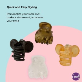 Goody SlideProof Classics Mini Claw Clips - 15 Ct, Assorted Neutrals, Hair Styling Accessories with Secure Grip, Chic Hair Accessories for Women & Men, For All Occasions, All Hair Types