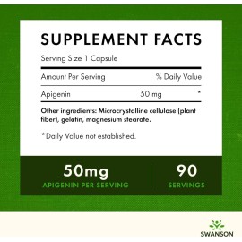 Swanson Apigenin - Sleep and Relaxation Supplement - Natural Support - 90 Caps, 50 mg (Packaging may Vary)