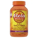Metamucil, Daily Psyllium Husk Powder Supplement, 3-in-1 Fiber for Digestive Health, Plant Based Fiber, 300ct Capsules