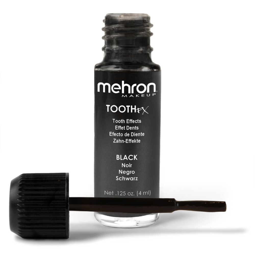 Mehron Makeup Tooth FX Black | Temporary Black Tooth Paint | Perfect for Creating Black Out Teeth Makeup, Rotten & Missing Teeth | SFX for Halloween, Cosplay, & Theater .125 oz (4 ml) Mehron Makeup Tooth FX Black | Temporary Black Tooth Paint | Perfect for Creating Black Out Teeth Makeup, Rotten & Missing Teeth | SFX for Halloween, Cosplay, & Theater .125 oz (4 ml)