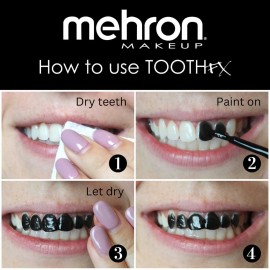 Mehron Makeup Tooth FX Black | Temporary Black Tooth Paint | Perfect for Creating Black Out Teeth Makeup, Rotten & Missing Teeth | SFX for Halloween, Cosplay, & Theater .125 oz (4 ml) Mehron Makeup Tooth FX Black | Temporary Black Tooth Paint | Perfect for Creating Black Out Teeth Makeup, Rotten & Missing Teeth | SFX for Halloween, Cosplay, & Theater .125 oz (4 ml)
