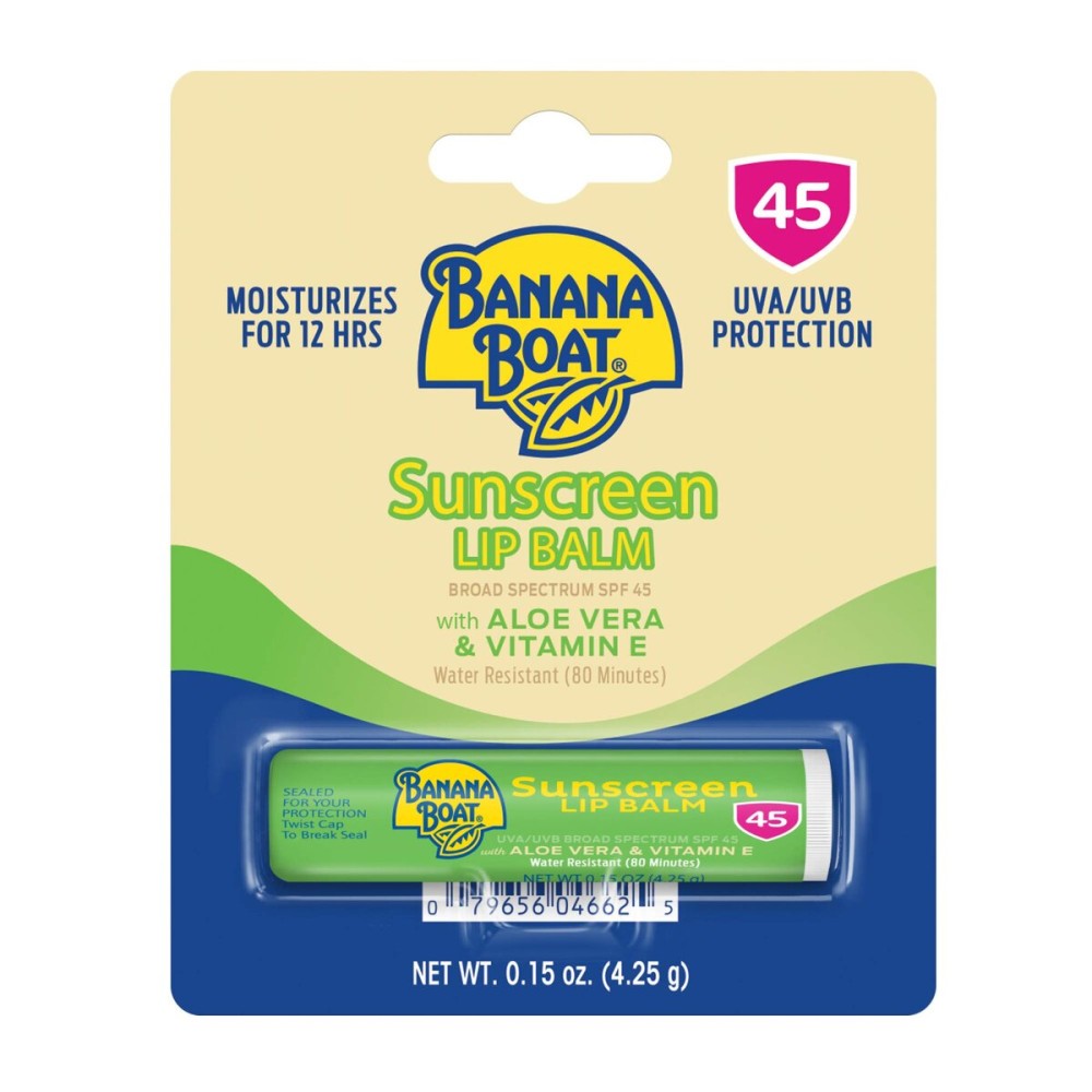 Banana Boat SPF Lip Balm with Aloe Vera & Vitamin E, 0.15oz | Beach Essentials, Moisturizing Lip Sunscreen SPF 45, Travel Sunscreen for Lips, 0.15oz Banana Boat SPF Lip Balm with Aloe Vera & Vitamin E, 0.15oz | Beach Essentials, Moisturizing Lip Sunscreen SPF 45, Travel Sunscreen for Lips, 0.15oz
