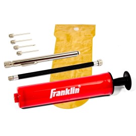 Franklin Sports Ball Pump Kit -7.4 - Perfect for Basketballs, Soccer Balls and More - Complete Hand Pump Kit with Needles, Flexible Hose, Air Pressure Gauge and Carry Bag