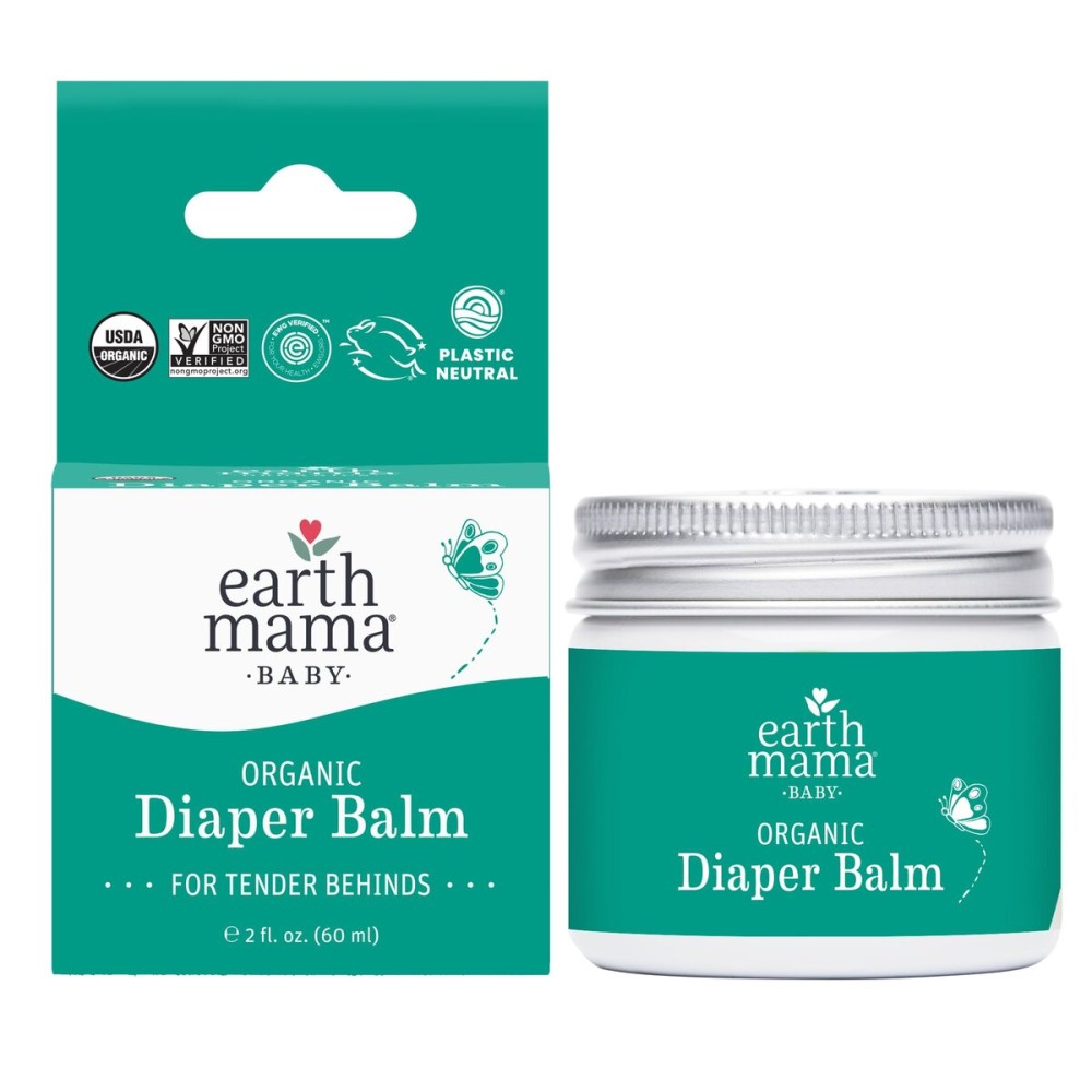 Earth Mama Organic Diaper Balm 2-Ounce | Diaper Cream for Baby | EWG Verified, Petroleum & Artificial Fragrance-Free with Calendula for Sensitive Skin