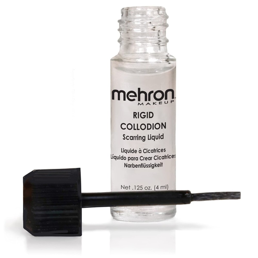 Mehron Makeup Rigid Collodion with Brush | Scarring Liquid | Liquid Scar Makeup | SFX Scar for Film .125 oz (4ml) Mehron Makeup Rigid Collodion with Brush | Scarring Liquid | Liquid Scar Makeup | SFX Scar for Film .125 oz (4ml)