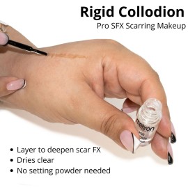 Mehron Makeup Rigid Collodion with Brush | Scarring Liquid | Liquid Scar Makeup | SFX Scar for Film .125 oz (4ml) Mehron Makeup Rigid Collodion with Brush | Scarring Liquid | Liquid Scar Makeup | SFX Scar for Film .125 oz (4ml)